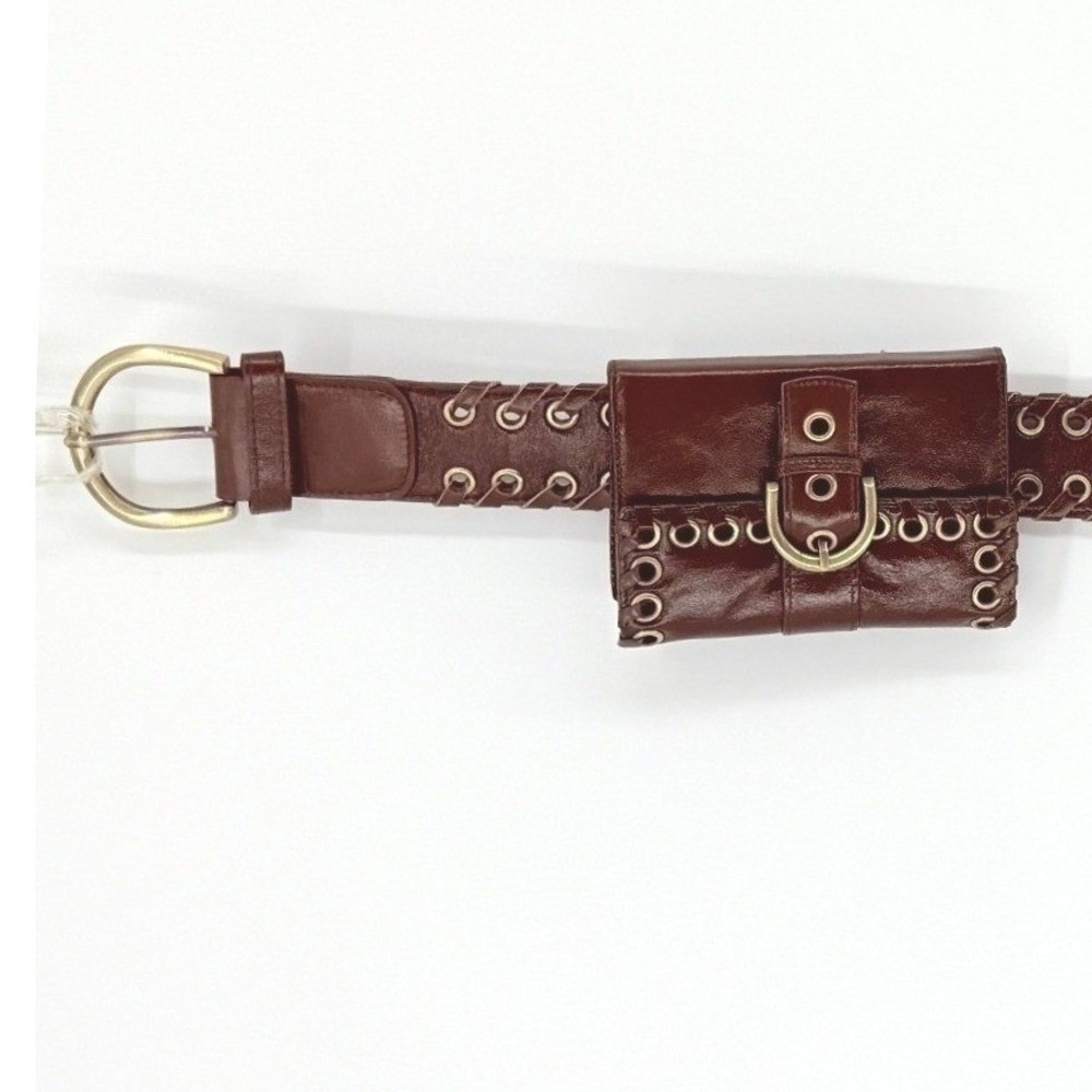Leather Wallet Belt Ren Faire Festival Moto Brown Grommet Whip Trifold The Find